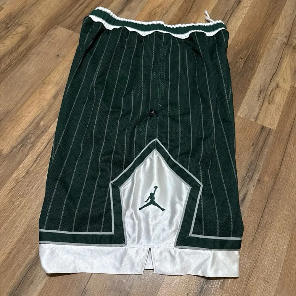 Air Jordan Wings 20th Anniversary Green Pinstripe Diamond Silky Shiny Y2K Shorts